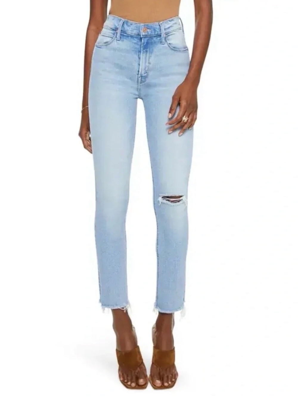 MOTHER Denim Mid-Rise Dazzler Ankle Fray Jeans Women’s 26 Hopeless Romantic